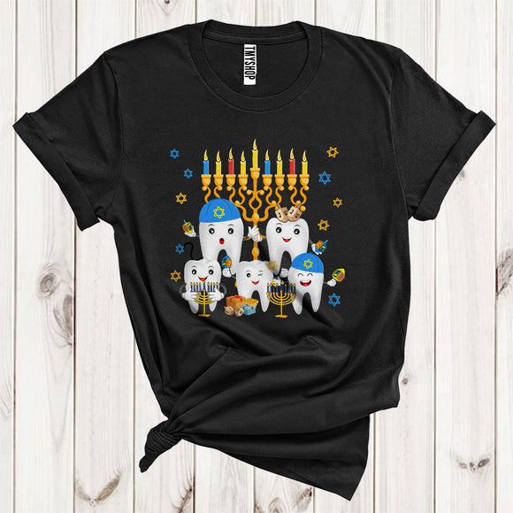 MacnyStore - Jewish Teeth Cute Hanukkah Costume Dreidel Menorah Dentist Lover T-Shirt