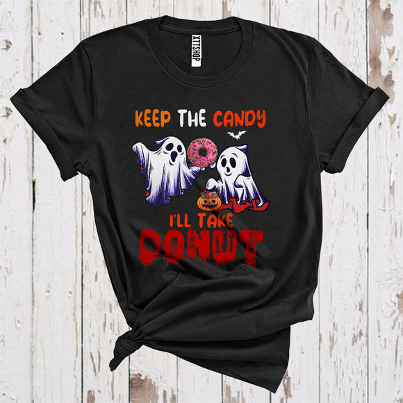 MacnyStore - Keep The Candy I'll Take Donut Funny Ghost Boo Jack O Lantern Halloween Foodie Team T-Shirt