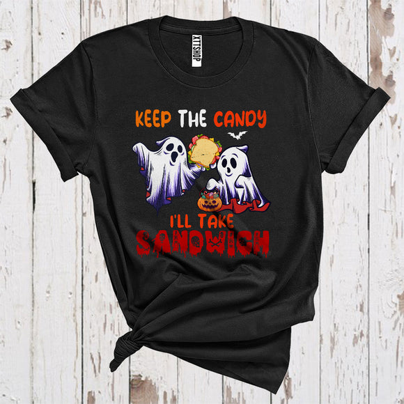 MacnyStore - Keep The Candy I'll Take Sandwich Funny Ghost Boo Jack O Lantern Halloween Foodie Team T-Shirt