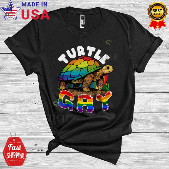 MacnyStore - LGBT Turtle Gay Funny Rainbow Flag Animal Lover LGBTQ Gay Lesbian T-Shirt