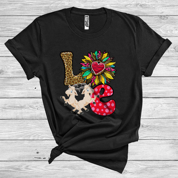 MacnyStore - Love Cute Colorful Plaid Leopard Sunflower Floral Goat Farm Animal Lover T-Shirt