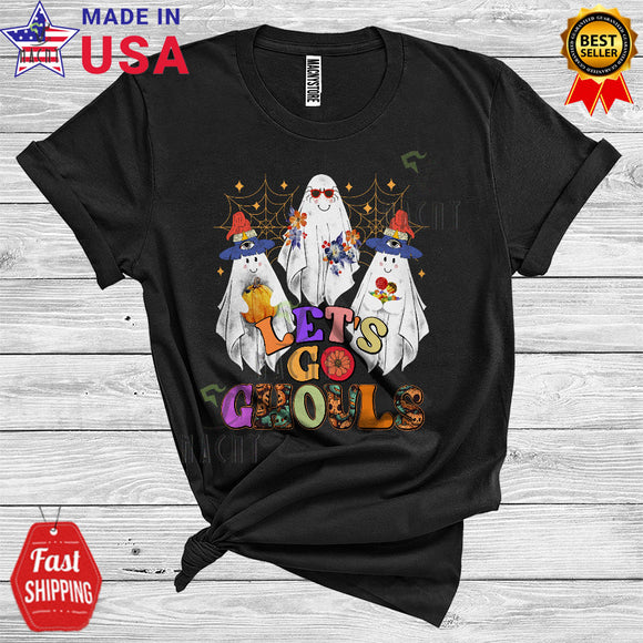 MacnyStore - Let's Go Ghouls Cute Halloween Costume Ghost Boo Witch Floral Lover Matching Group T-Shirt