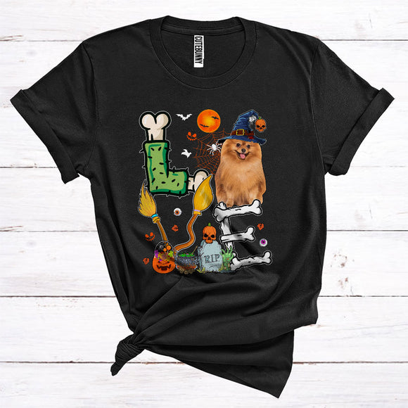 MacnyStore - Love Funny Scary Halloween Costume Pomeranian Witch Lover Animal Owner T-Shirt