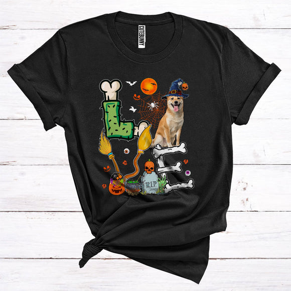 MacnyStore - Love Funny Scary Halloween Costume Shiba Inu Witch Lover Animal Owner T-Shirt