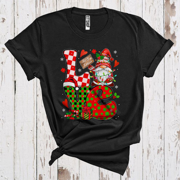 MacnyStore - Love Merry Xmas Cute Gnome Christmas Lights Matching Kids Toddler T-Shirt