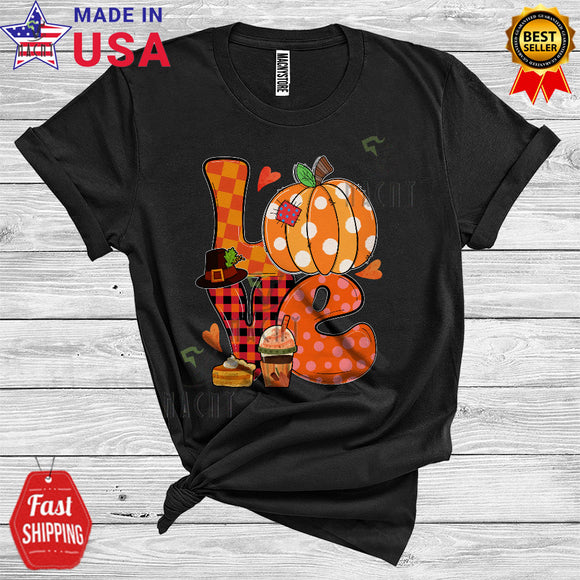 MacnyStore - Love Thanksgiving Pumpkin Cute Pilgrim Fall Autumn Lover Friends Family Group T-Shirt