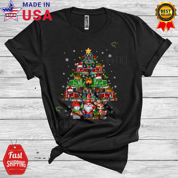 MacnyStore - Merry Christmas Cool Christmas Lights Dwarf Snowman Santa Reindeer ELF Truck Xmas Tree Lover T-Shirt