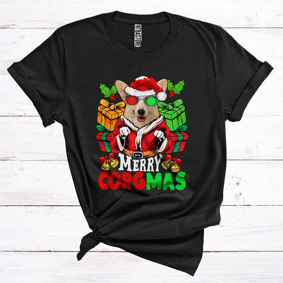 MacnyStore - Merry Corgmas Cute Sunglasses Corgi Wearing Santa Costume Christmas T-Shirt