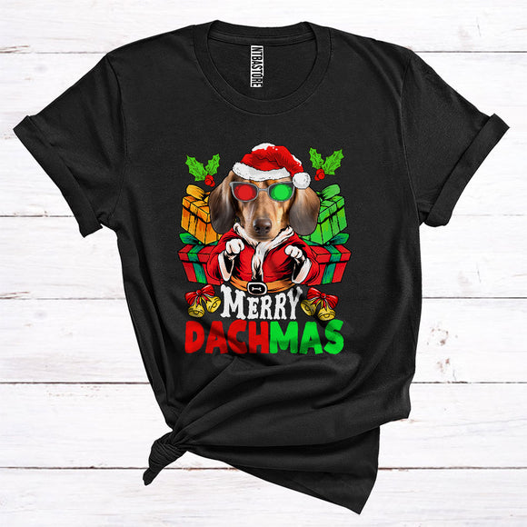 MacnyStore - Merry Dachmas Cute Sunglasses Dachshund Wearing Santa Costume Christmas T-Shirt