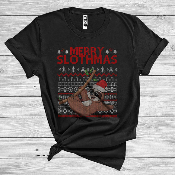 MacnyStore - Merry Slothmas Funny Sweater Santa Sloth Wild Animal Lover Christmas T-Shirt