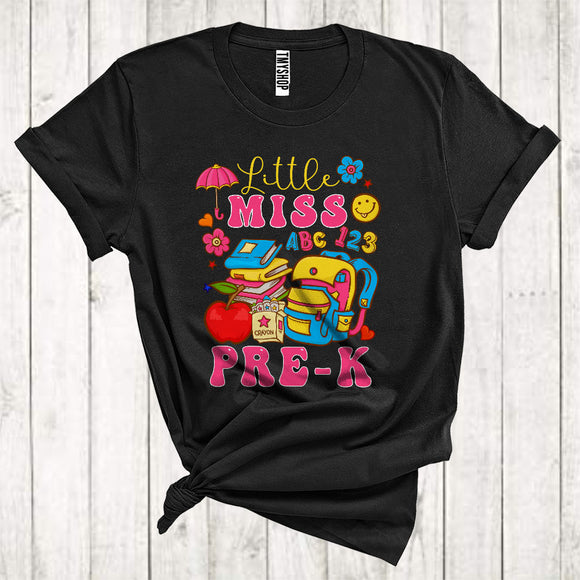 MacnyStore - Miss Pre K Little Girl Cute School Bag Books Back To School First Day Of School T-Shirt