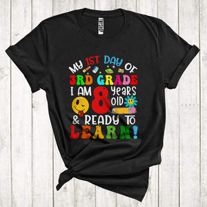 MacnyStore - My 1st Day Of 3rd Grade I Am 8 Years Old & Ready To Learn Cool Back To School Kid Student Group T-Shirt