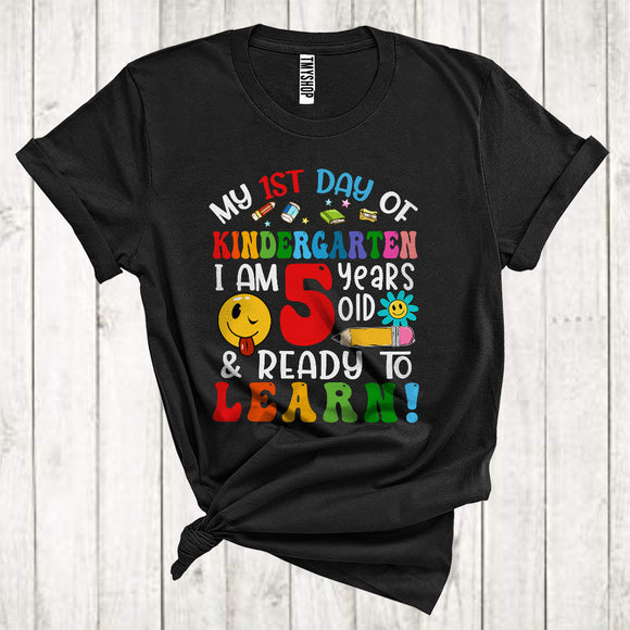 MacnyStore - My 1st Day Of Kindergarten I Am 5 Years Old & Ready To Learn Cool Back To School Kid Group T-Shirt