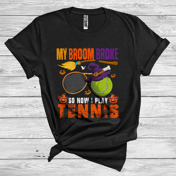 MacnyStore - My Broom Broke So Now I Play Tennis Cute Halloween Witch Player Sport Lover T-Shirt