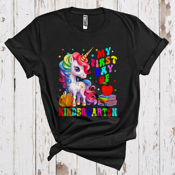 MacnyStore - My First Day of Kindergarten Back To School Girls Unicorn Magical Lover T-Shirt