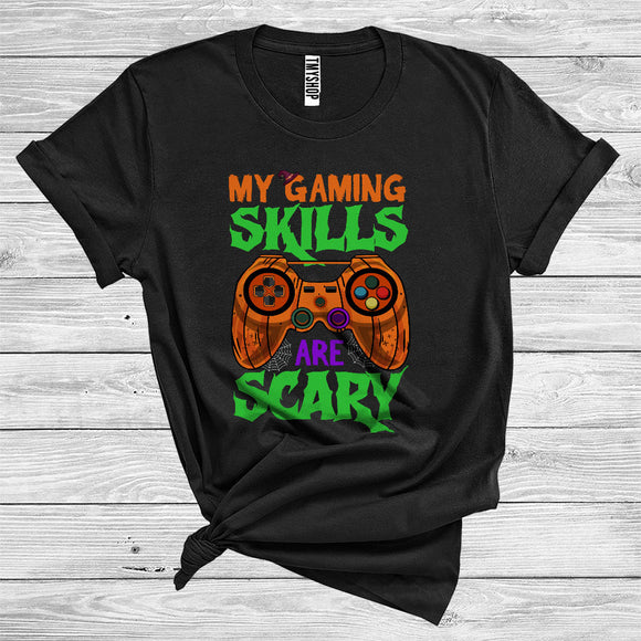 MacnyStore - My Gaming Skills Are Scary cute Pumpkin Game Controller Videogame Lover Halloween T-Shirt