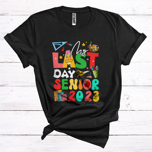 MacnyStore - My Last Day Senior 2023 Funny Pencil Last Day Of School Student Teacher Lover T-Shirt