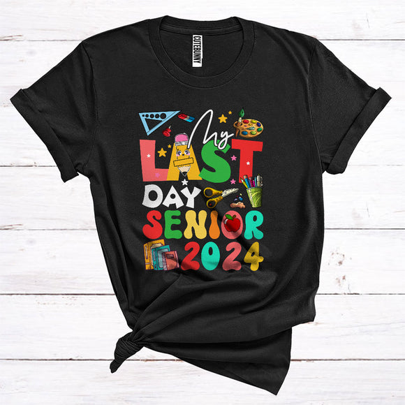 MacnyStore - My Last Day Senior 2024 Funny Pencil Last Day Of School Student Teacher Lover T-Shirt