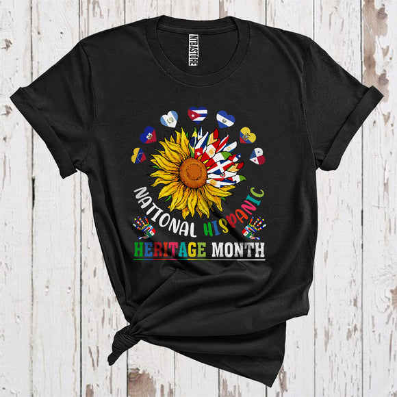 MacnyStore - National Hispanic Heritage Month Cool Countries Flag Sunflower Floral Lover T-Shirt