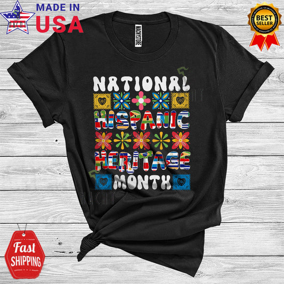 MacnyStore - National Hispanic Heritage Month Hispanic Heritage Cool Countries Flag Floral Lover T-Shirt