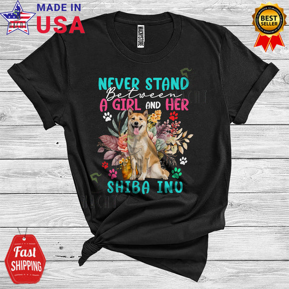 MacnyStore - Never Stand Between A Girl And Her Shiba Inu Owner Floral Lover T-Shirt