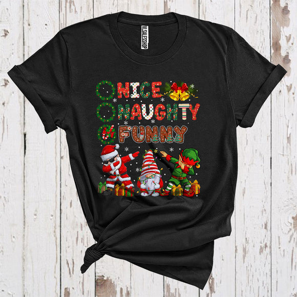 MacnyStore - Nice Naughty Funny Cool Merry Christmas Dabbing Santa Elf Snowman Lover Matching Group T-Shirt