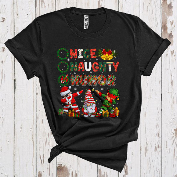 MacnyStore - Nice Naughty Humor Merry Christmas Dabbing Santa Elf Snowman Lover Matching Group T-Shirt