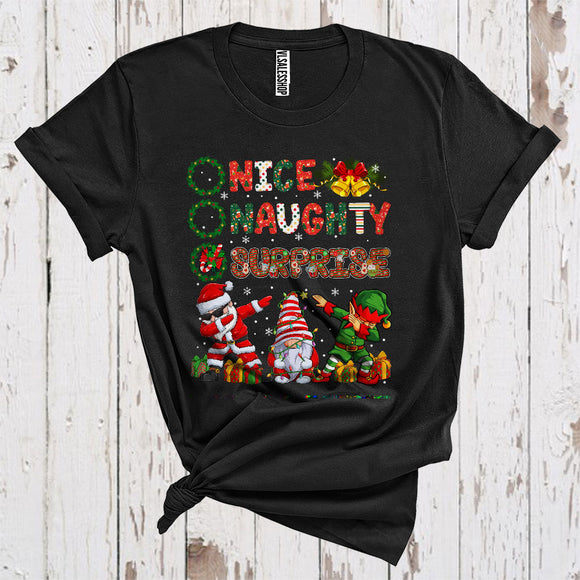 MacnyStore - Nice Naughty Surprise Funny Merry Christmas Dabbing Santa Elf Snowman Lover Matching Group T-Shirt