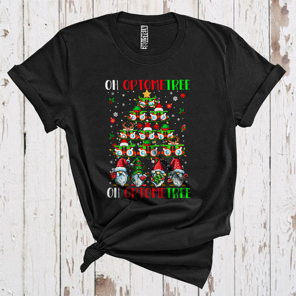 MacnyStore - Oh Optometree Funny Christmas Lights Santa Elf Glasses Xmas Tree Gnomes Optician Lover T-Shirt