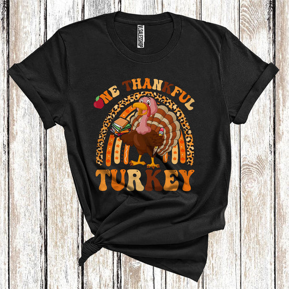 MacnyStore - One Thankful Assistant Teacher Rainbow Cute Turkey Autumn Fall Lover Thanksgiving Careers Group T-Shirt
