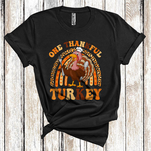 MacnyStore - One Thankful Lunch Lady Rainbow Cute Turkey Autumn Fall Lover Thanksgiving Careers Group T-Shirt