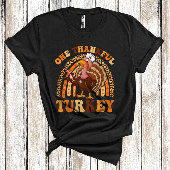 MacnyStore - One Thankful Nurse Rainbow Cute Turkey Autumn Fall Lover Thanksgiving Careers Group T-Shirt
