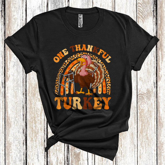 MacnyStore - One Thankful Physical Therapist Rainbow Cute Turkey Autumn Fall Lover Thanksgiving Careers Group T-Shirt