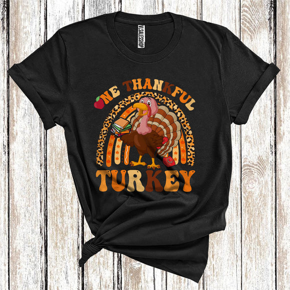 MacnyStore - One Thankful School Secretary Rainbow Cute Turkey Autumn Fall Lover Thanksgiving Careers Group T-Shirt