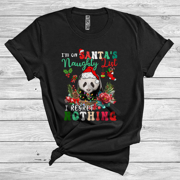 MacnyStore - Panda I'm On Santa's Naughty List I Regret Nothing Funny Christmas Santa Animal Lover T-Shirt