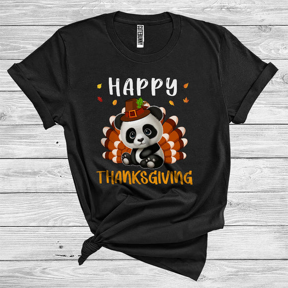 MacnyStore - Panda As Turkey Wearing Pilgrim Matching Turkey Hunting Wild Animal Happy Thanksgiving T-Shirt