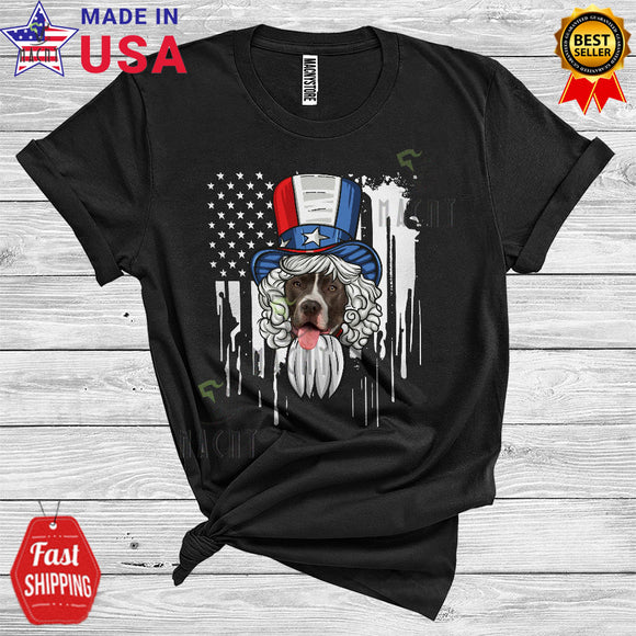 MacnyStore - Patriotic Hat American Flag 4th of July Costume Pit Bull Lover T-Shirt