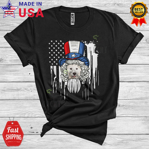 MacnyStore - Patriotic Hat American Flag 4th of July Costume Samoyed Lover T-Shirt