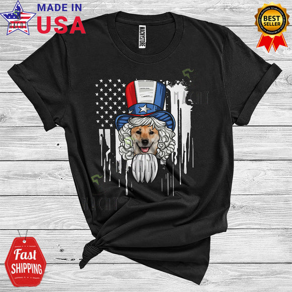 MacnyStore - Patriotic Hat American Flag 4th of July Costume Shiba Inu Lover T-Shirt