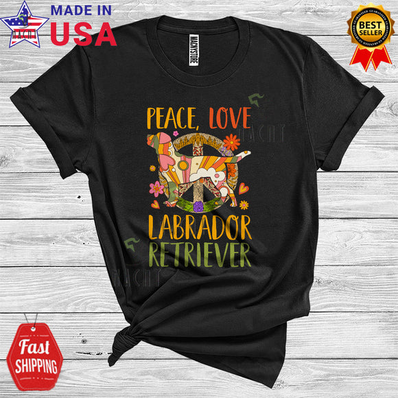 MacnyStore - Peace Love Labrador Retriever Owner Cute Floral Animal Lover Matching Labrador Retriever Owner T-Shirt