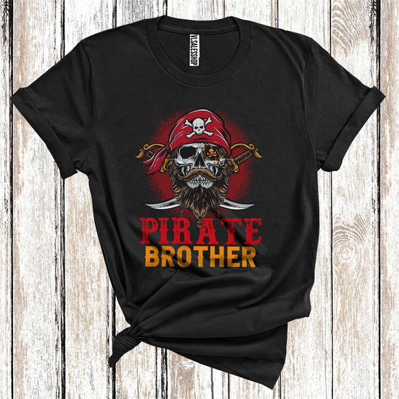 MacnyStore - Pirate Brother Funny Captain Bearded Skull Halloween Costume Matching Family Group T-Shirt