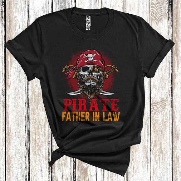 MacnyStore - Pirate Father In Law Funny Captain Bearded Skull Halloween Costume Matching Family Group T-Shirt