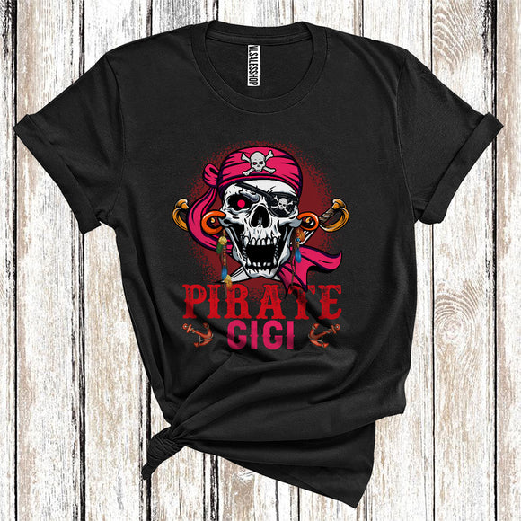 MacnyStore - Pirate Gigi Funny Captain Skull Halloween Costume Matching Family Group T-Shirt