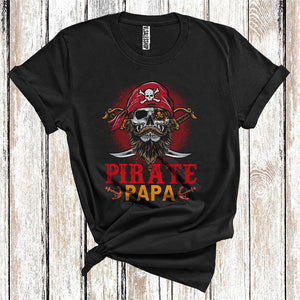 MacnyStore - Pirate Papa Funny Captain Bearded Skull Halloween Costume Matching Family Group T-Shirt