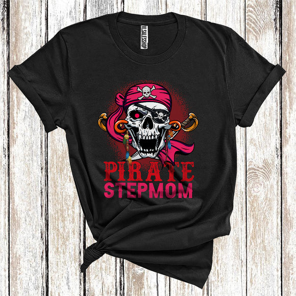 MacnyStore - Pirate Stepmom Funny Captain Skull Halloween Costume Matching Family Group T-Shirt