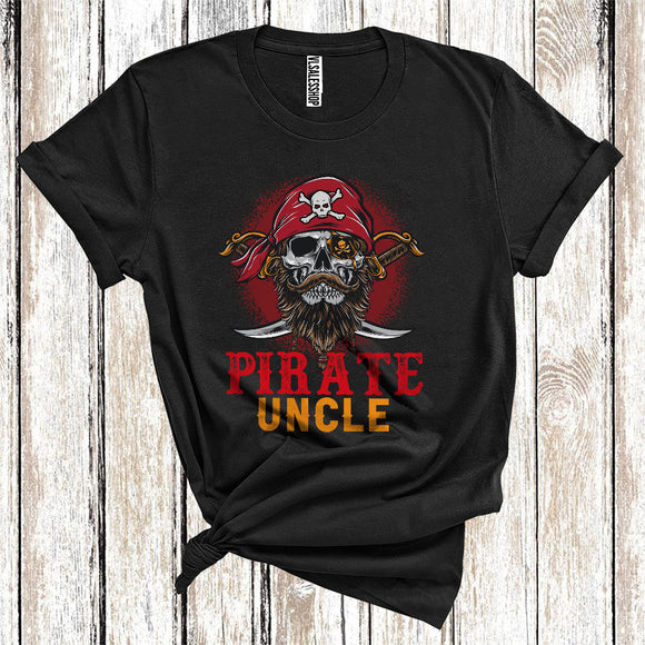 MacnyStore - Pirate Uncle Funny Captain Bearded Skull Halloween Costume Matching Family Group T-Shirt