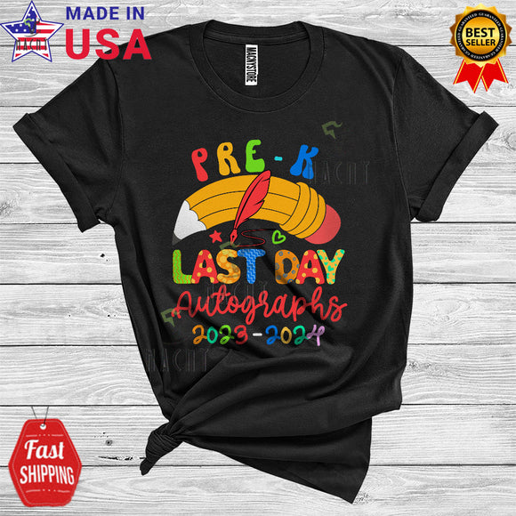 MacnyStore - Pre-K Last Day Autographs 2023 2024 Cute Last Day Of School Kids Teacher T-Shirt