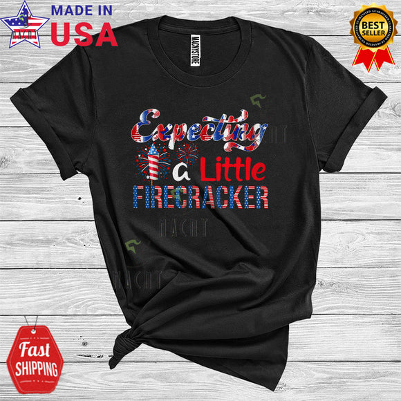 MacnyStore - Pregnancy Announcement Expecting A Little Firecracker 4th Of July Patriotic T-Shirt