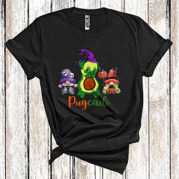 MacnyStore - Pugcado Funny Halloween Costume Witch Pug Avocado With Gnome Vegan Vegetarians Lover T-Shirt