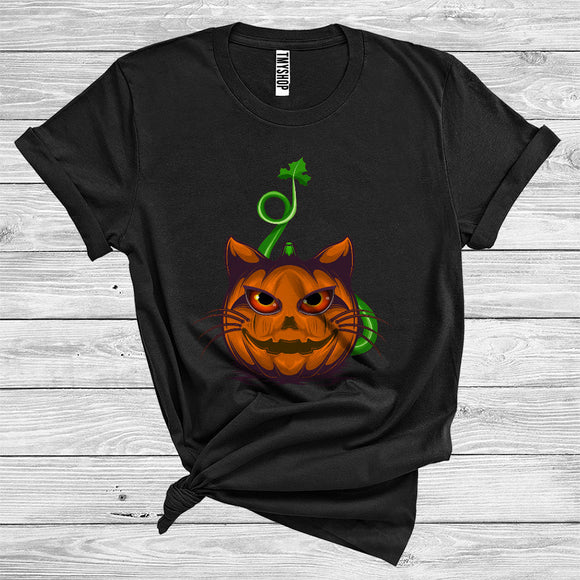 MacnyStore - Pumpkin Cat Face Funny Cat Owner Halloween Costume Animal Lover T-Shirt